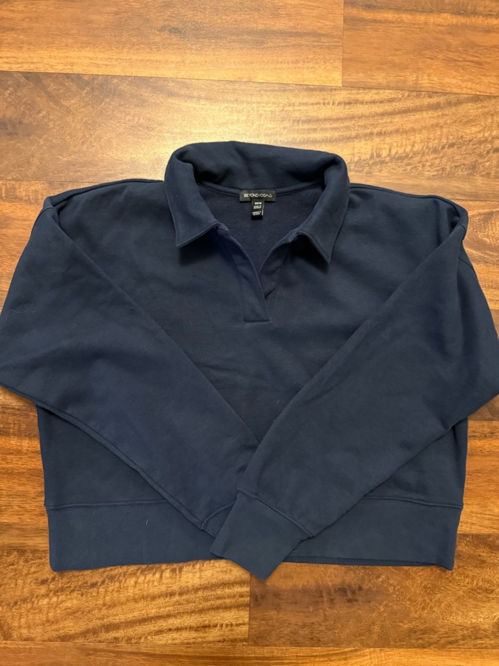 Beyond Yoga Navy Collared Pullover Sweatshirt